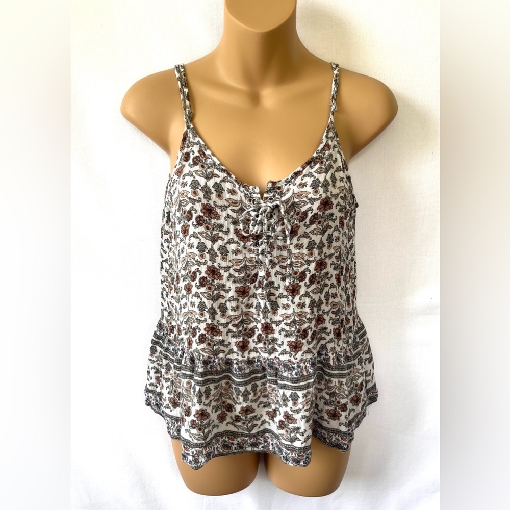 American Eagle • Floral Ruffle Tank Top • Small